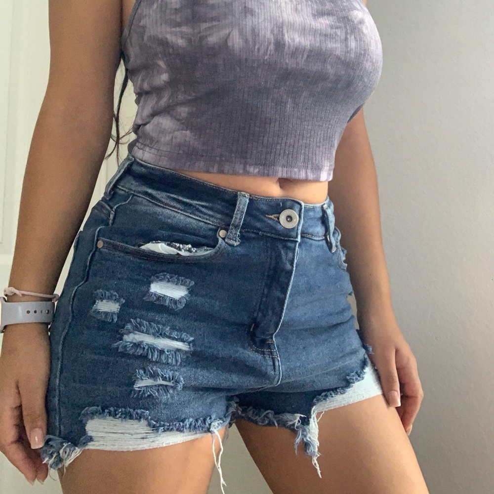 Blue Savvy high waisted blue short jeans